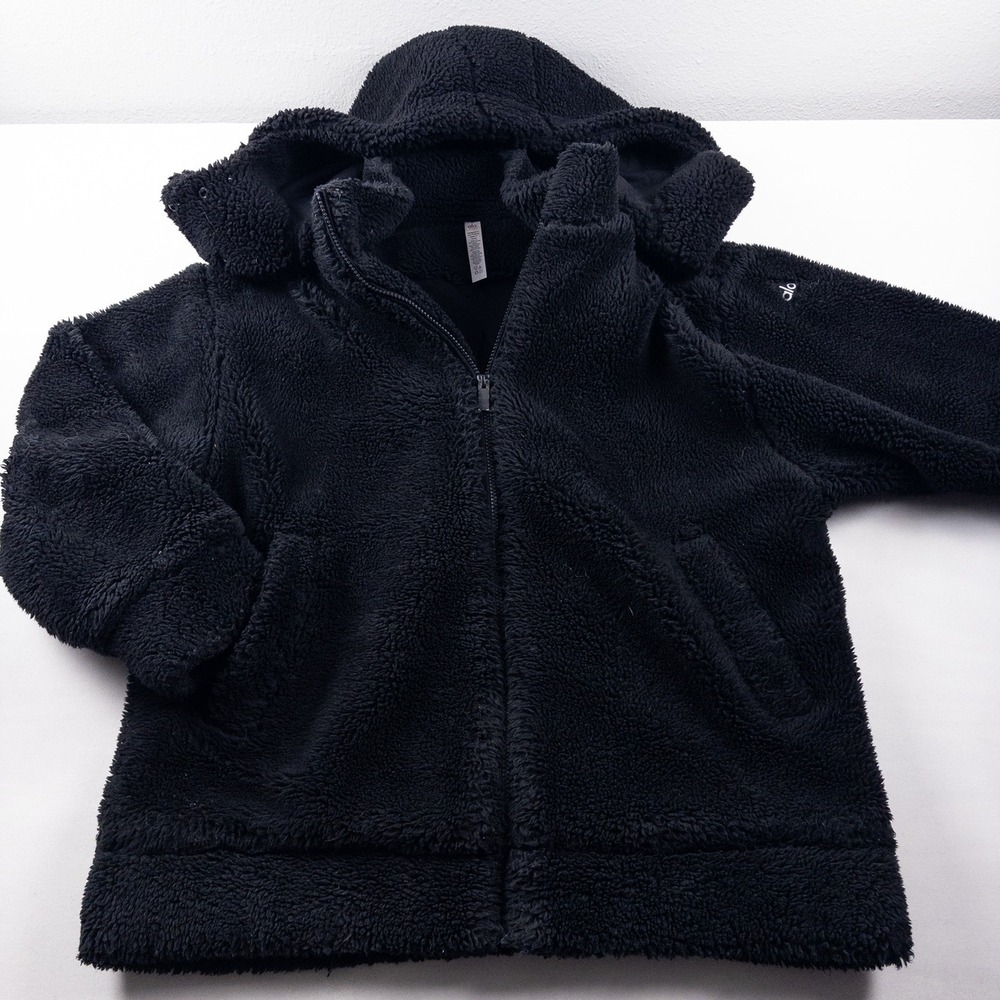 Alo Yoga Norte Fleece Sherpa Jacket Women S Black Oversized Faux Fur Cozy Teddy